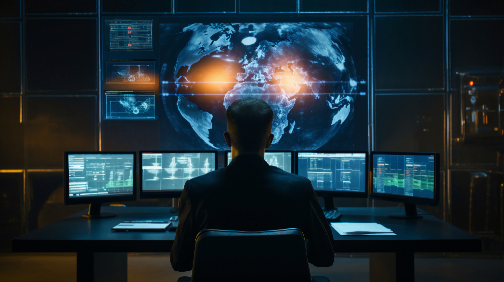 Centro de operações monitorando ambientes